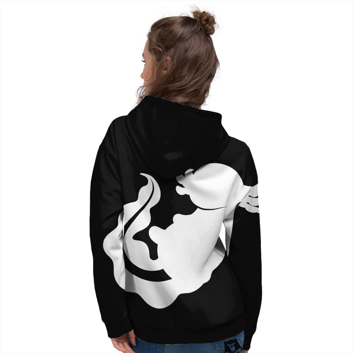 Axolotl White And Black Print Women's Hoodie-grizzshop