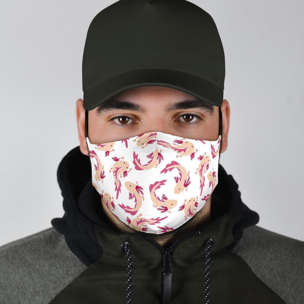 Axolotl White Pattern Print Face Mask-grizzshop