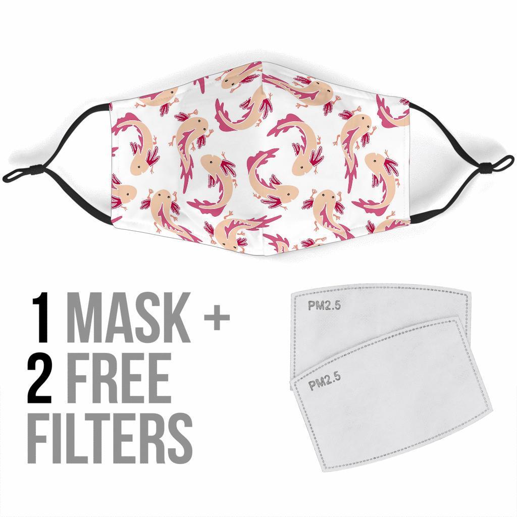 Axolotl White Pattern Print Face Mask-grizzshop