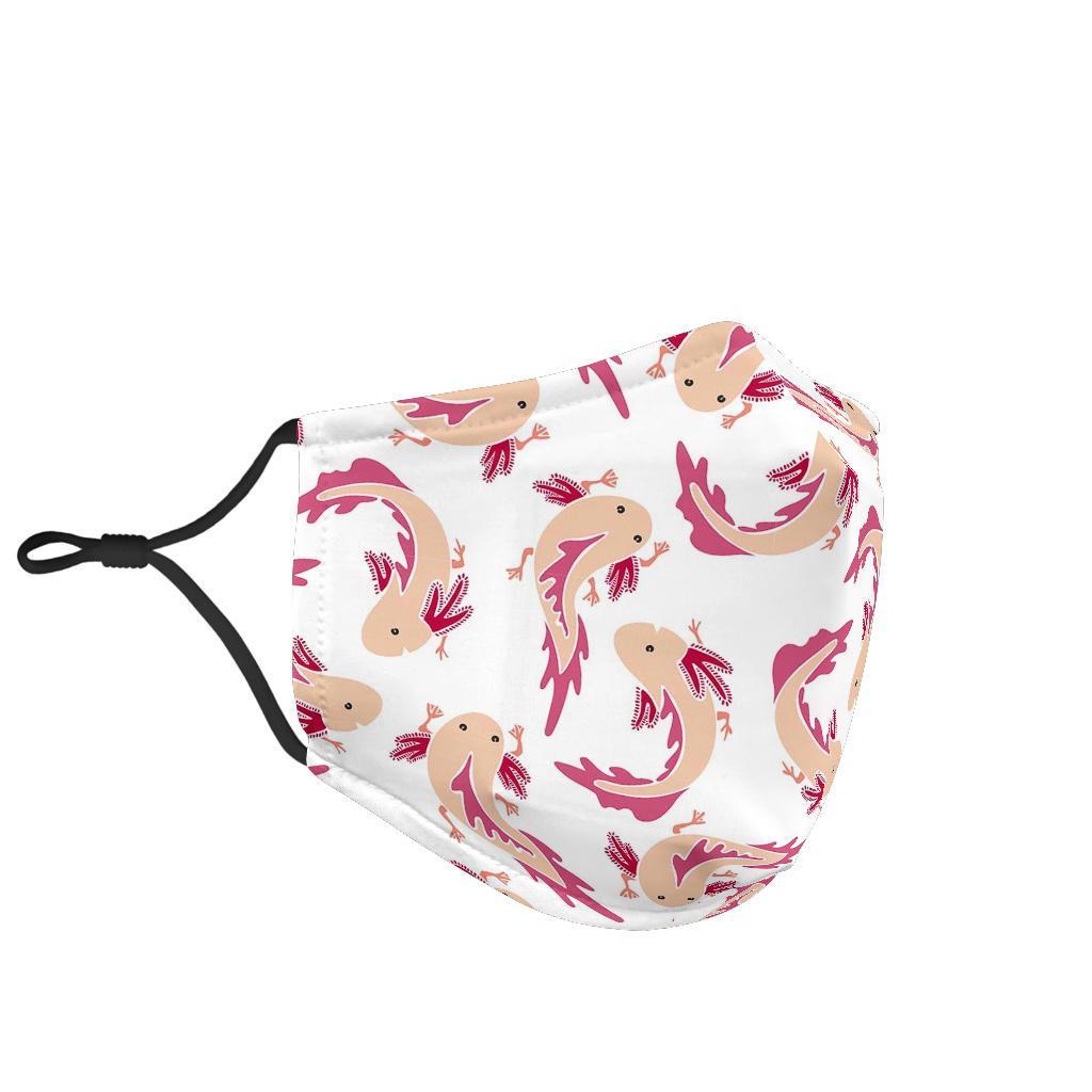 Axolotl White Pattern Print Face Mask-grizzshop