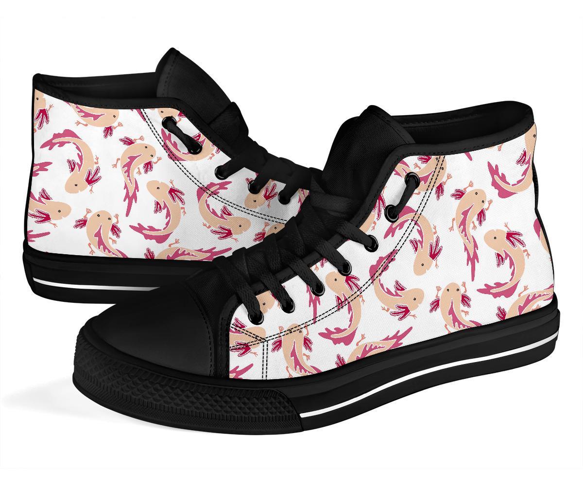 Axolotl White Pattern Print Men Women's High Top Shoes-grizzshop