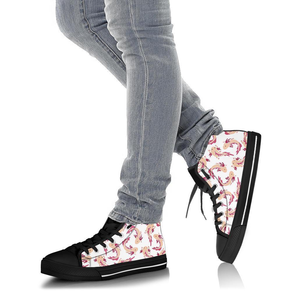 Axolotl White Pattern Print Men Women's High Top Shoes-grizzshop