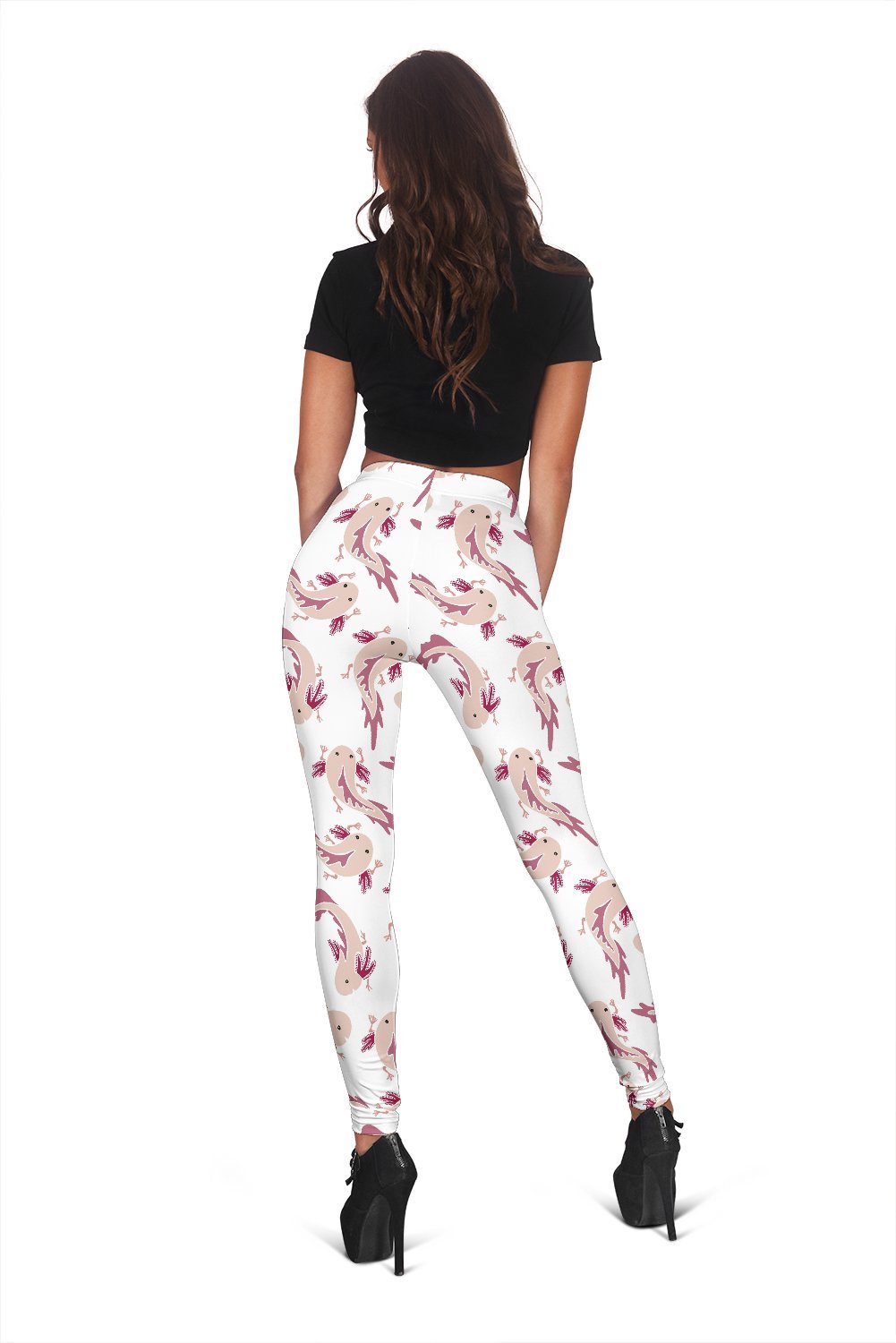 Axolotl White Pattern Print Women Leggings-grizzshop