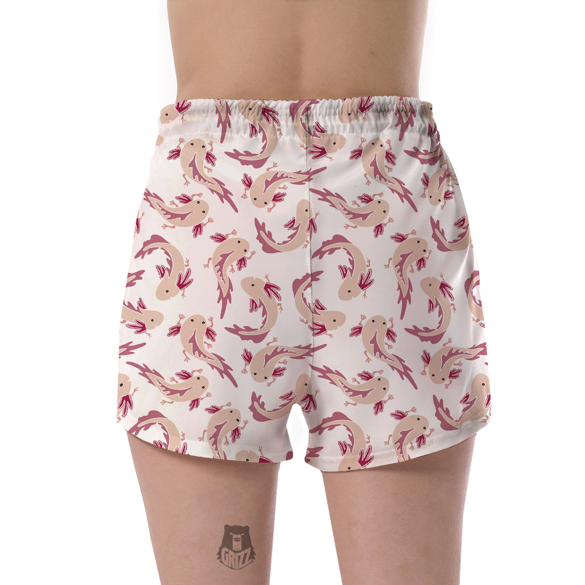 Axolotl White Pattern Print Women's Shorts-grizzshop