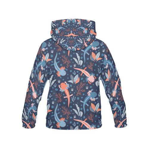 Axolotl Blue Pattern Print Men Pullover Hoodie-grizzshop
