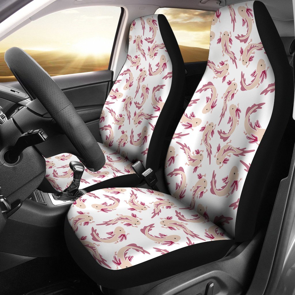 Axolotl White Pattern Print Universal Fit Car Seat Cover-grizzshop