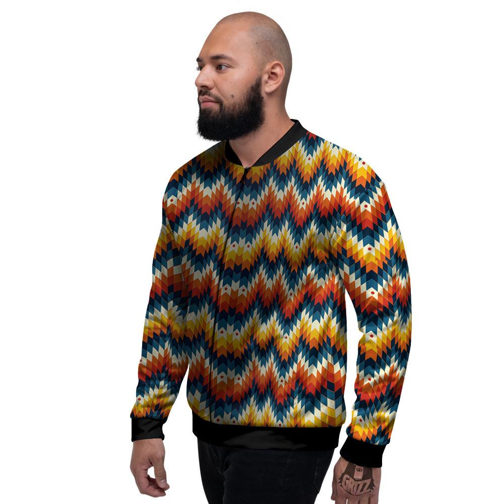 Aztec American Print Pattern Men's Bomber Jacket-grizzshop