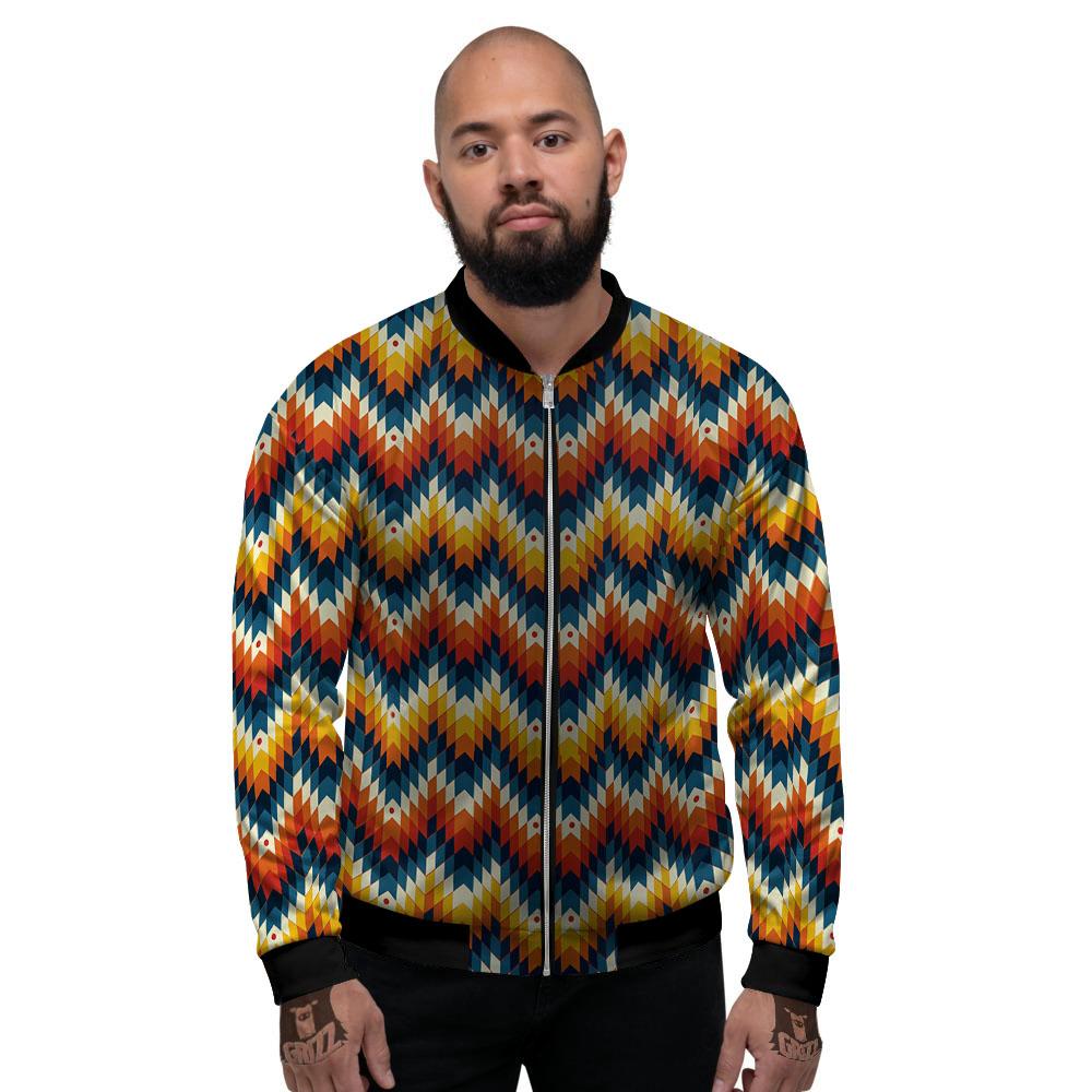 Aztec American Print Pattern Men's Bomber Jacket-grizzshop