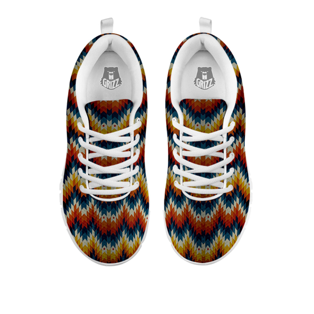 Aztec American Print Pattern White Sneaker-grizzshop
