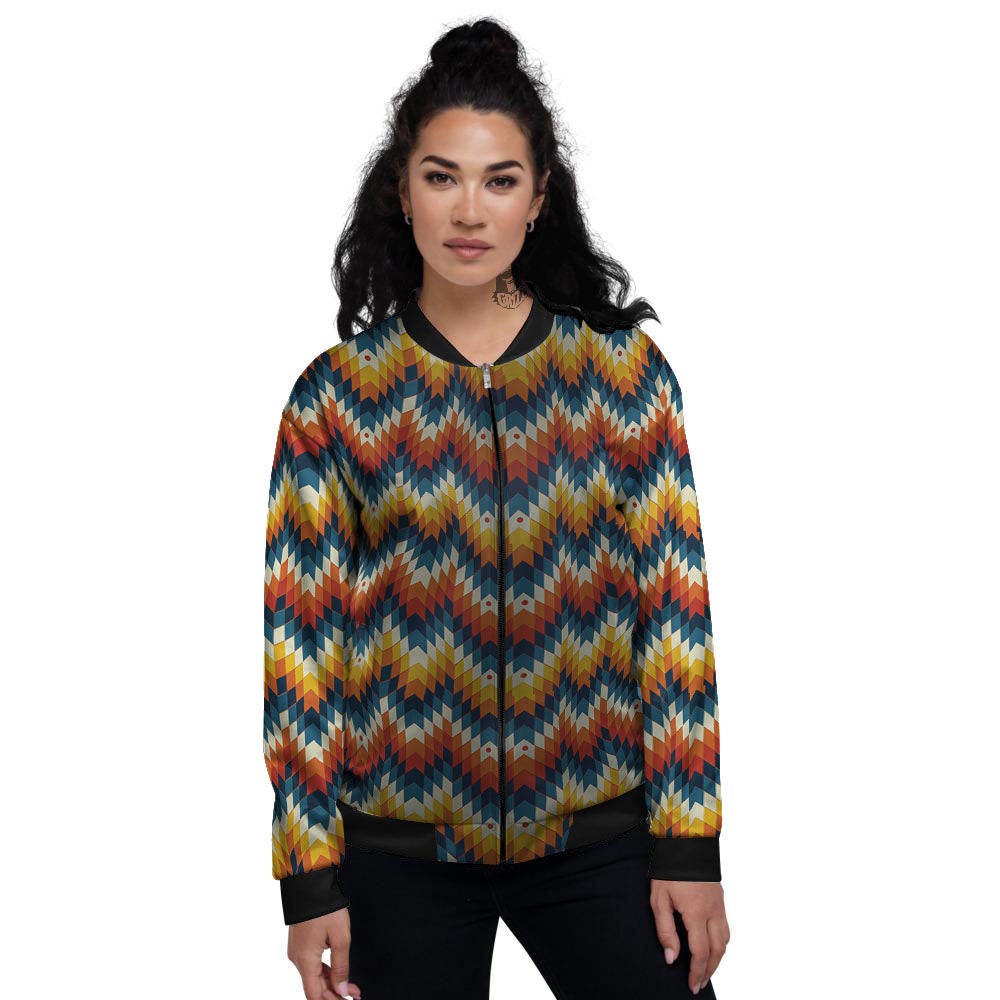 Aztec American Print Pattern Women's Bomber Jacket-grizzshop