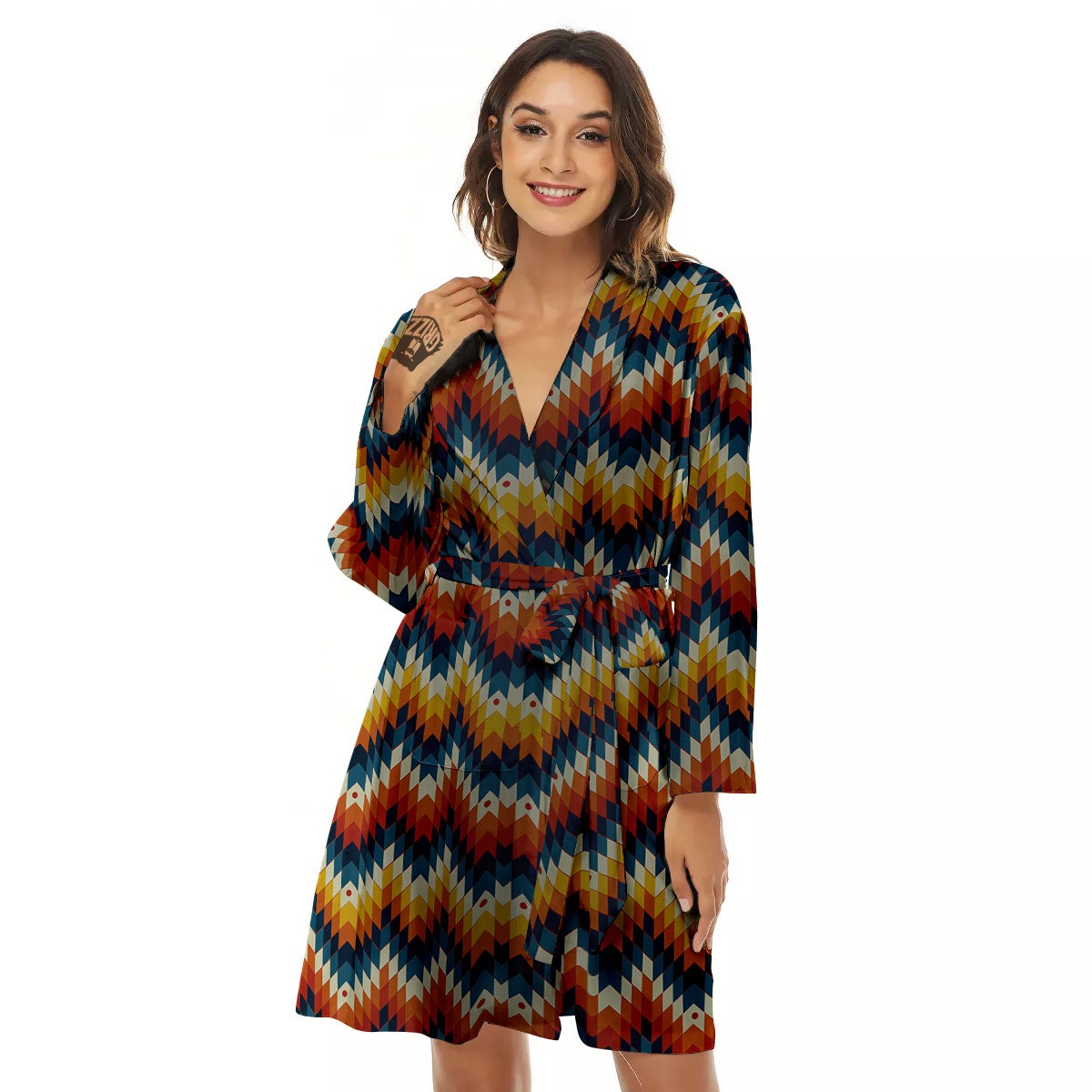 Aztec American Print Pattern Women's Robe-grizzshop