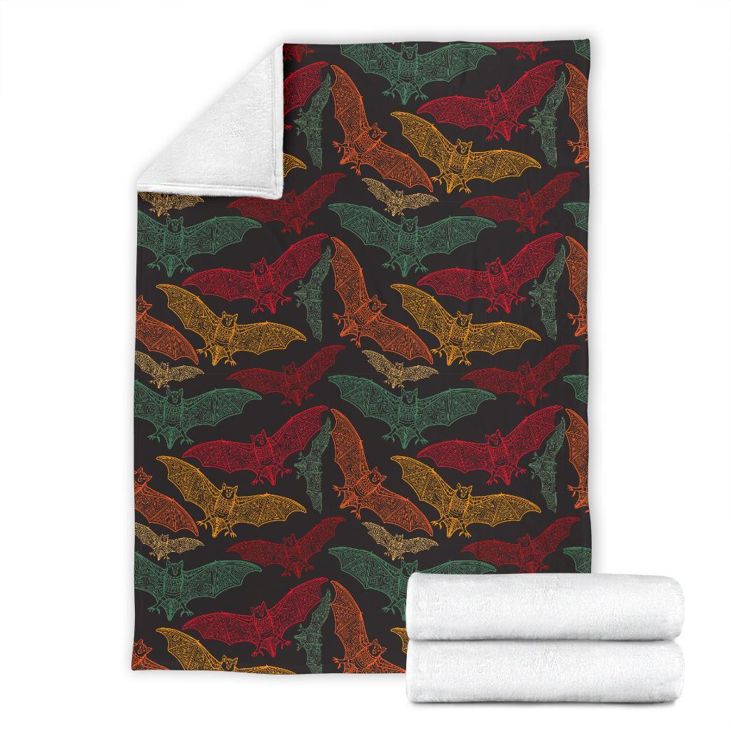 Aztec Bat Halloween Pattern Print Blanket-grizzshop