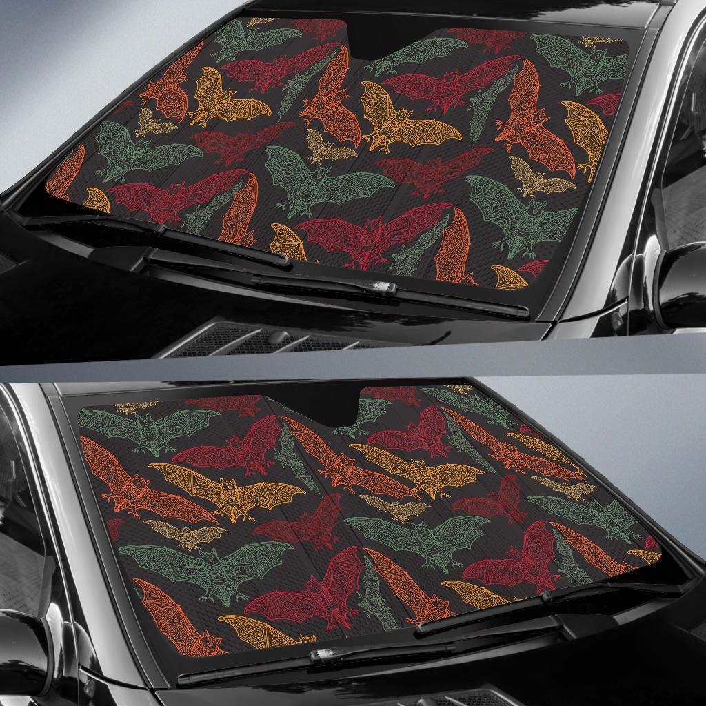 Aztec Bat Halloween Pattern Print Car Sun Shade-grizzshop