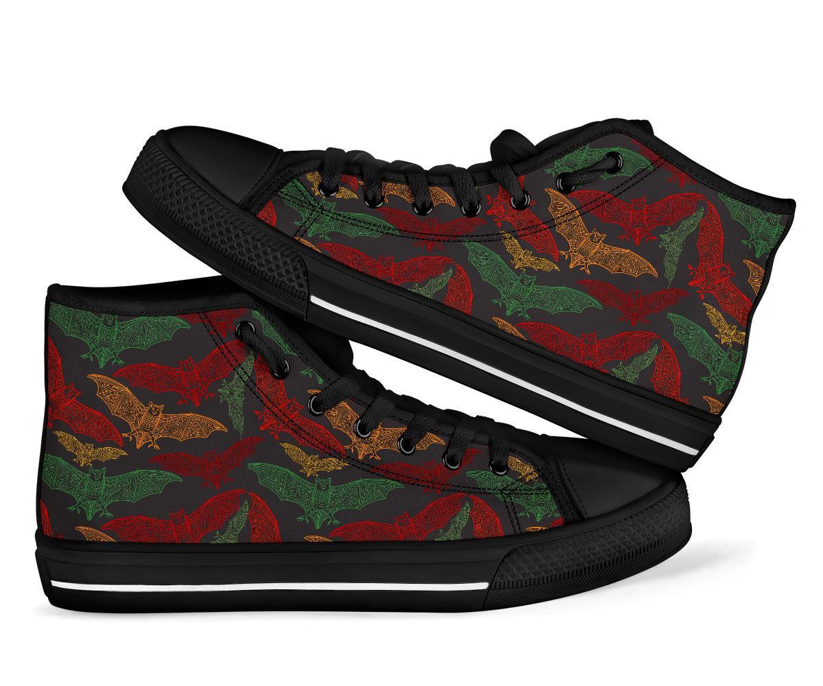Aztec Bat Halloween Pattern Print Men Women's High Top Shoes-grizzshop