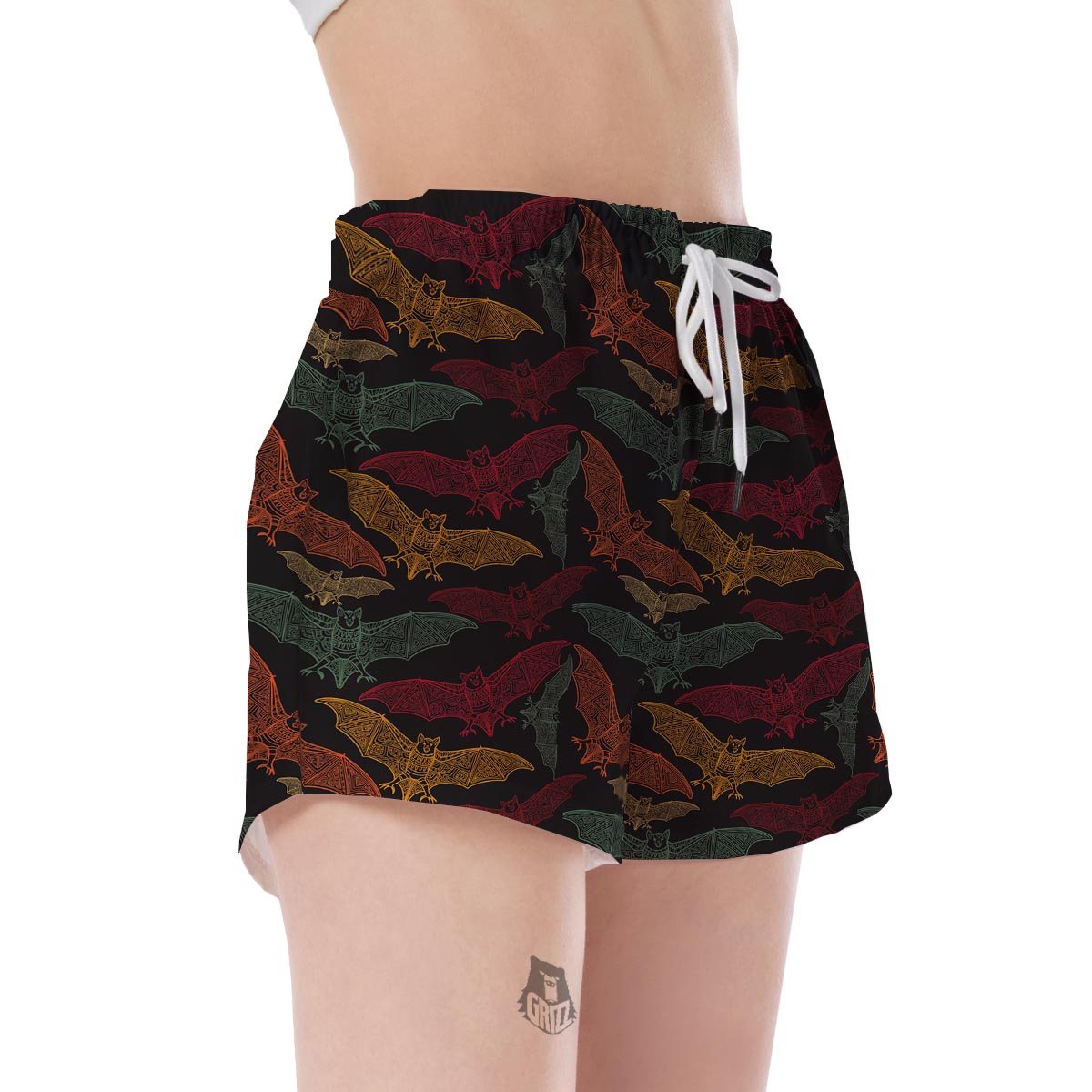 Aztec Bat Halloween Pattern Print Women's Shorts-grizzshop