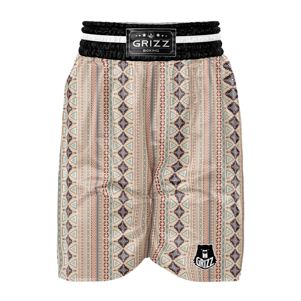 Aztec Beige Print Pattern Boxing Shorts-grizzshop