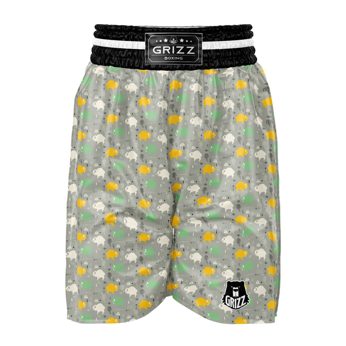 Aztec Bison Print Pattern Boxing Shorts-grizzshop