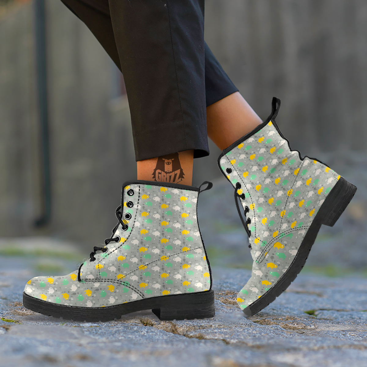Aztec Bison Print Pattern Leather Boots-grizzshop