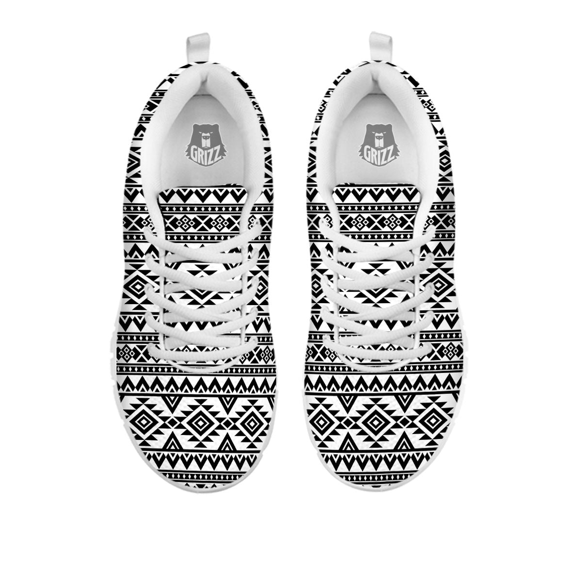 Aztec Black Ethnic Print Pattern White Sneaker-grizzshop