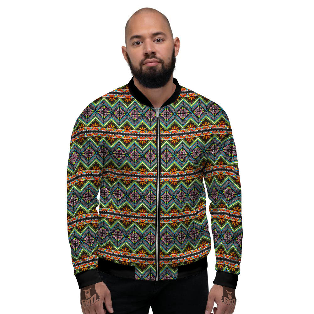 Aztec Boho Tribal Print Pattern Men's Bomber Jacket-grizzshop