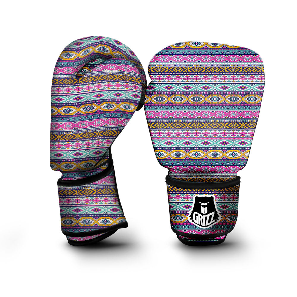 Aztec Bright Colors Print Pattern Boxing Gloves-grizzshop
