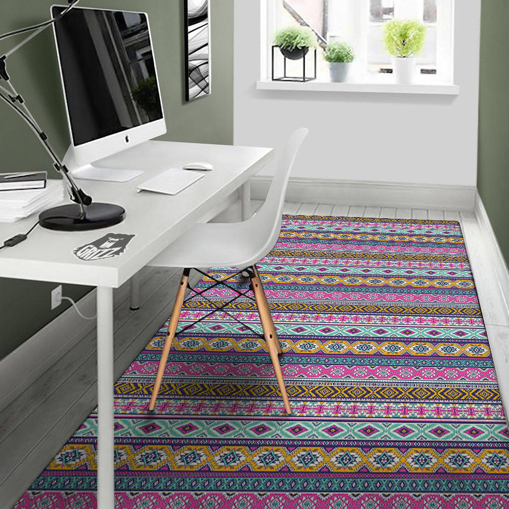 Aztec Bright Colors Print Pattern Floor Mat-grizzshop
