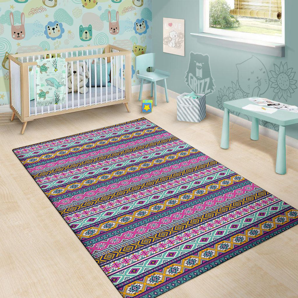 Aztec Bright Colors Print Pattern Floor Mat-grizzshop