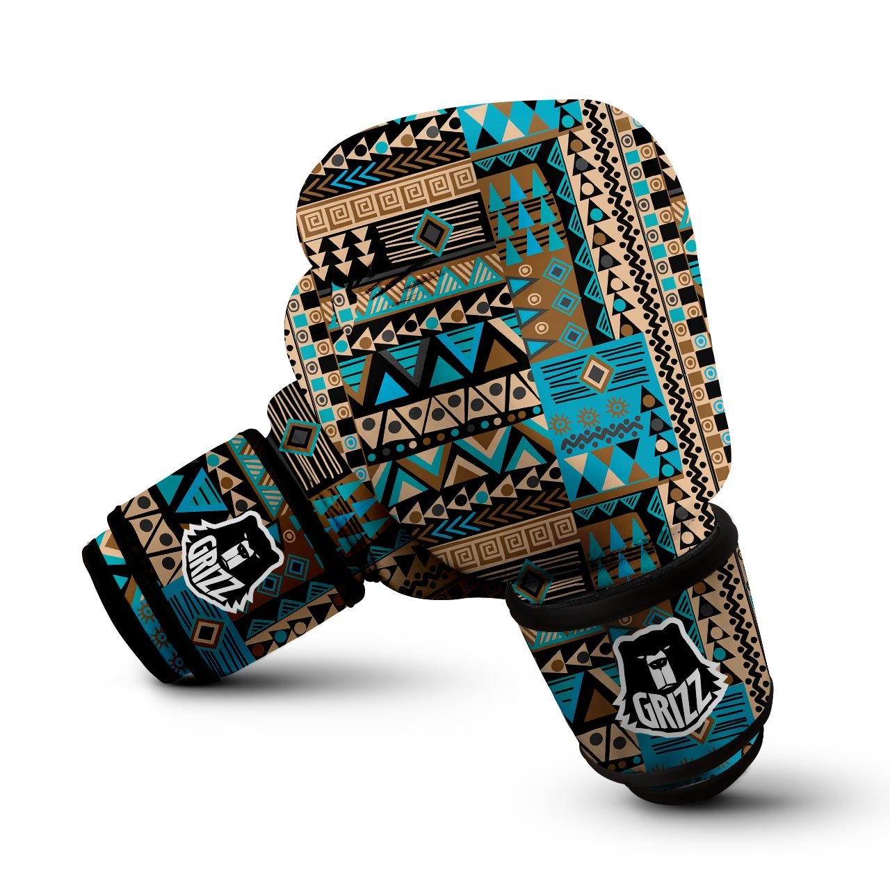 Aztec Brown And Teal Print Pattern Boxing Gloves-grizzshop