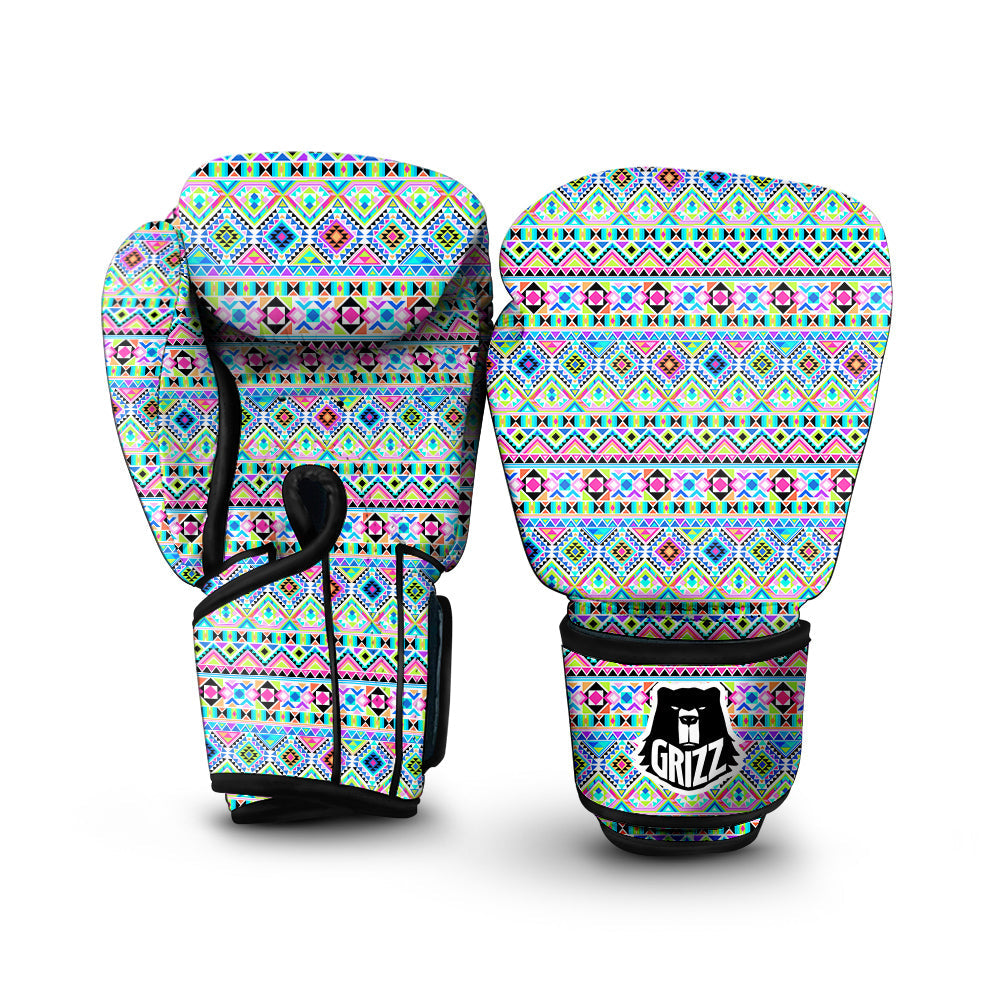 Aztec Colorful Print Pattern Boxing Gloves-grizzshop