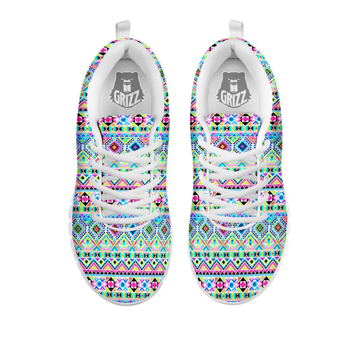 Aztec Colorful Print Pattern White Sneaker-grizzshop