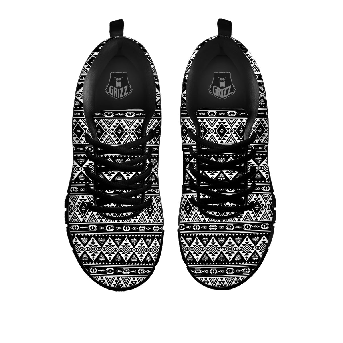 Aztec Dark Grey Print Pattern Black Sneaker-grizzshop