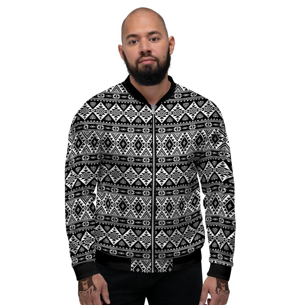 Aztec Dark Grey Print Pattern Men's Bomber Jacket-grizzshop