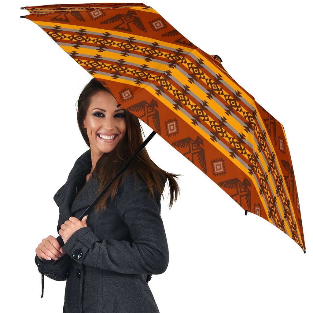 Aztec Eagle Pattern Print Automatic Foldable Umbrella-grizzshop