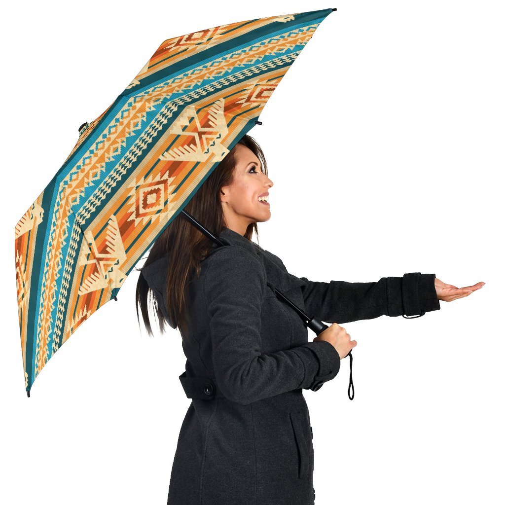 Aztec Eagle Print Pattern Automatic Foldable Umbrella-grizzshop