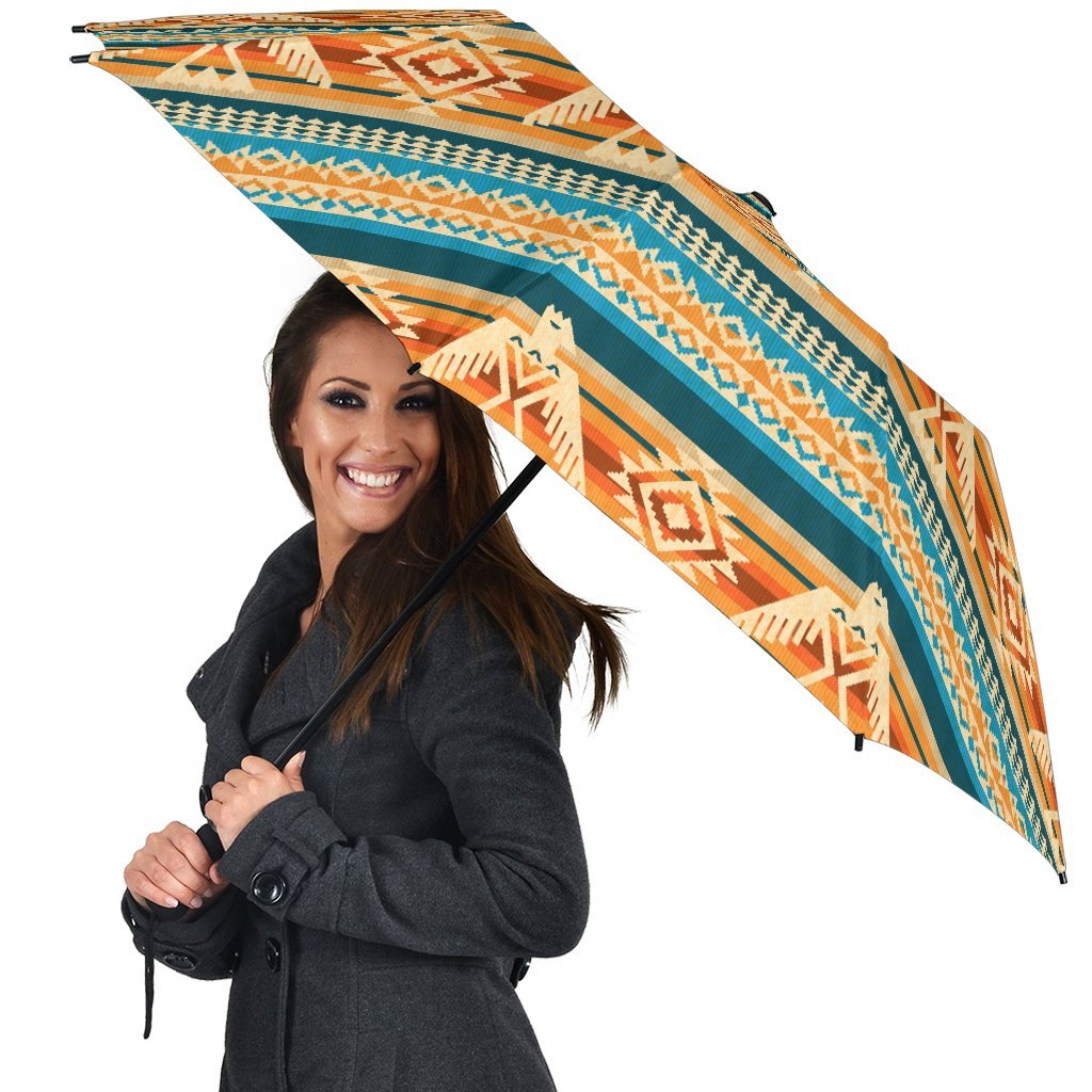 Aztec Eagle Print Pattern Automatic Foldable Umbrella-grizzshop