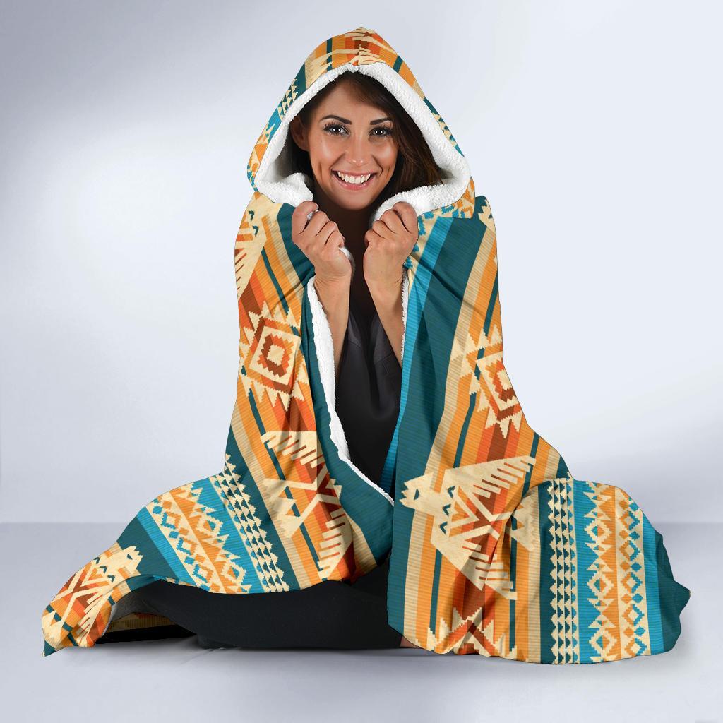Aztec Eagle Print Pattern Hooded Blanket-grizzshop