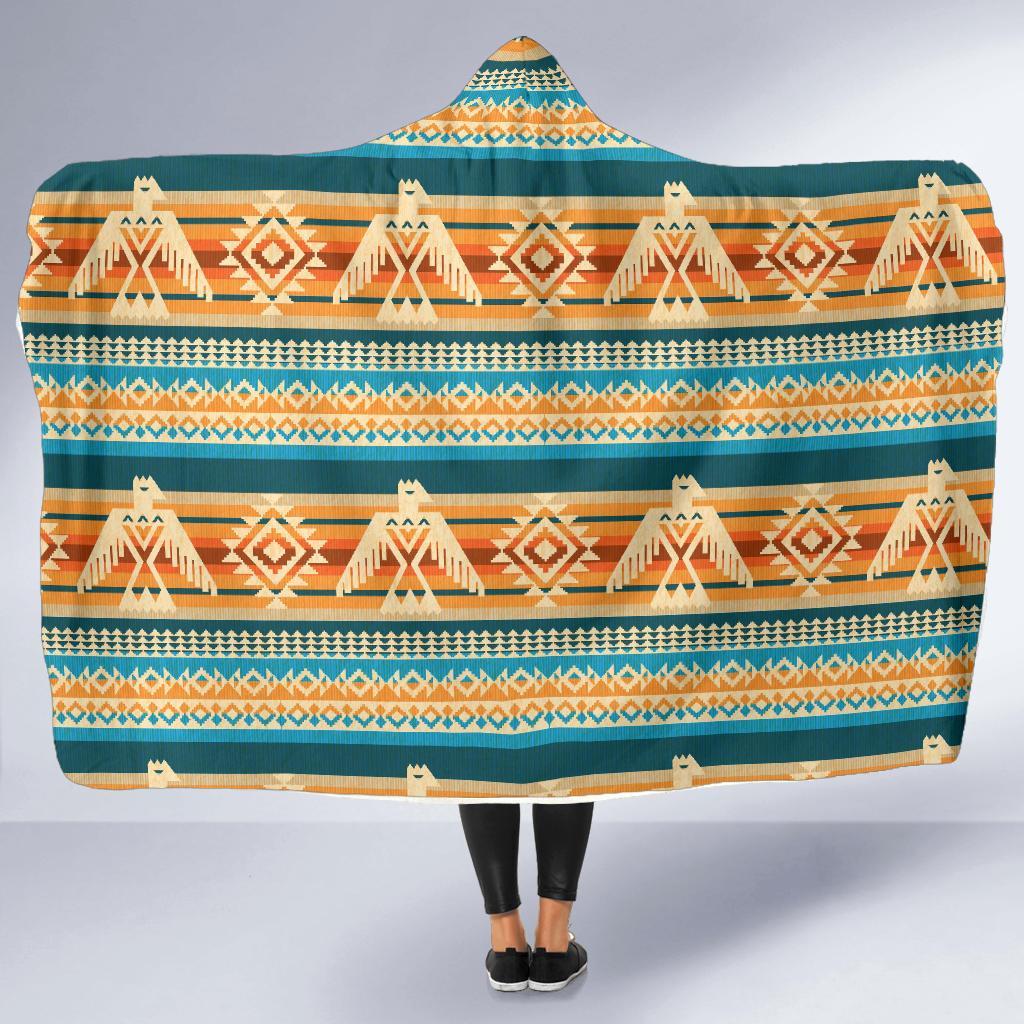 Aztec Eagle Print Pattern Hooded Blanket-grizzshop