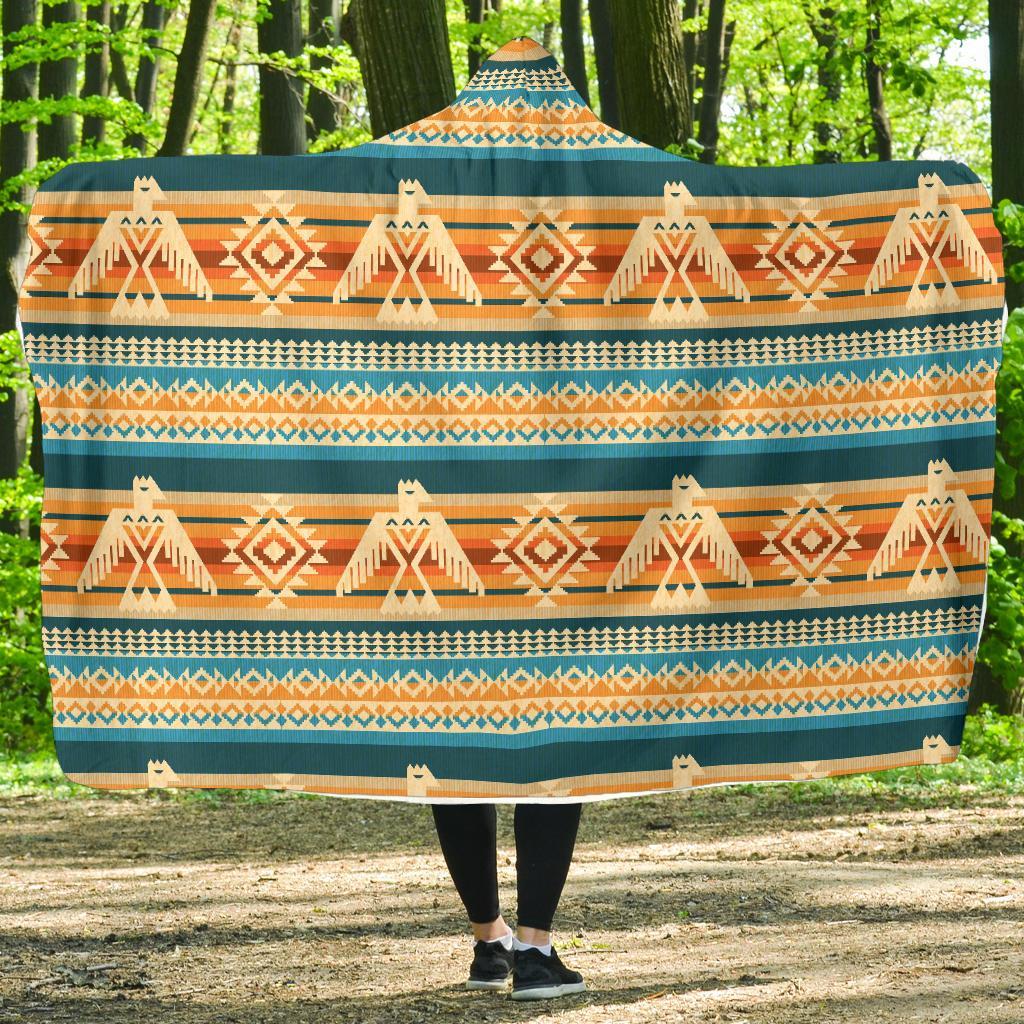 Aztec Eagle Print Pattern Hooded Blanket-grizzshop