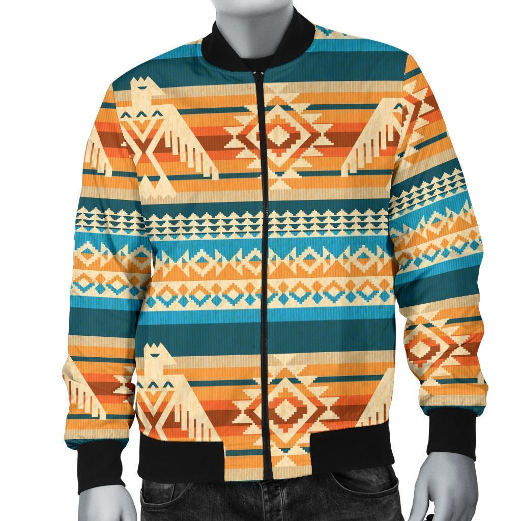 Aztec Eagle Print Pattern Men's Bomber Jacket-grizzshop