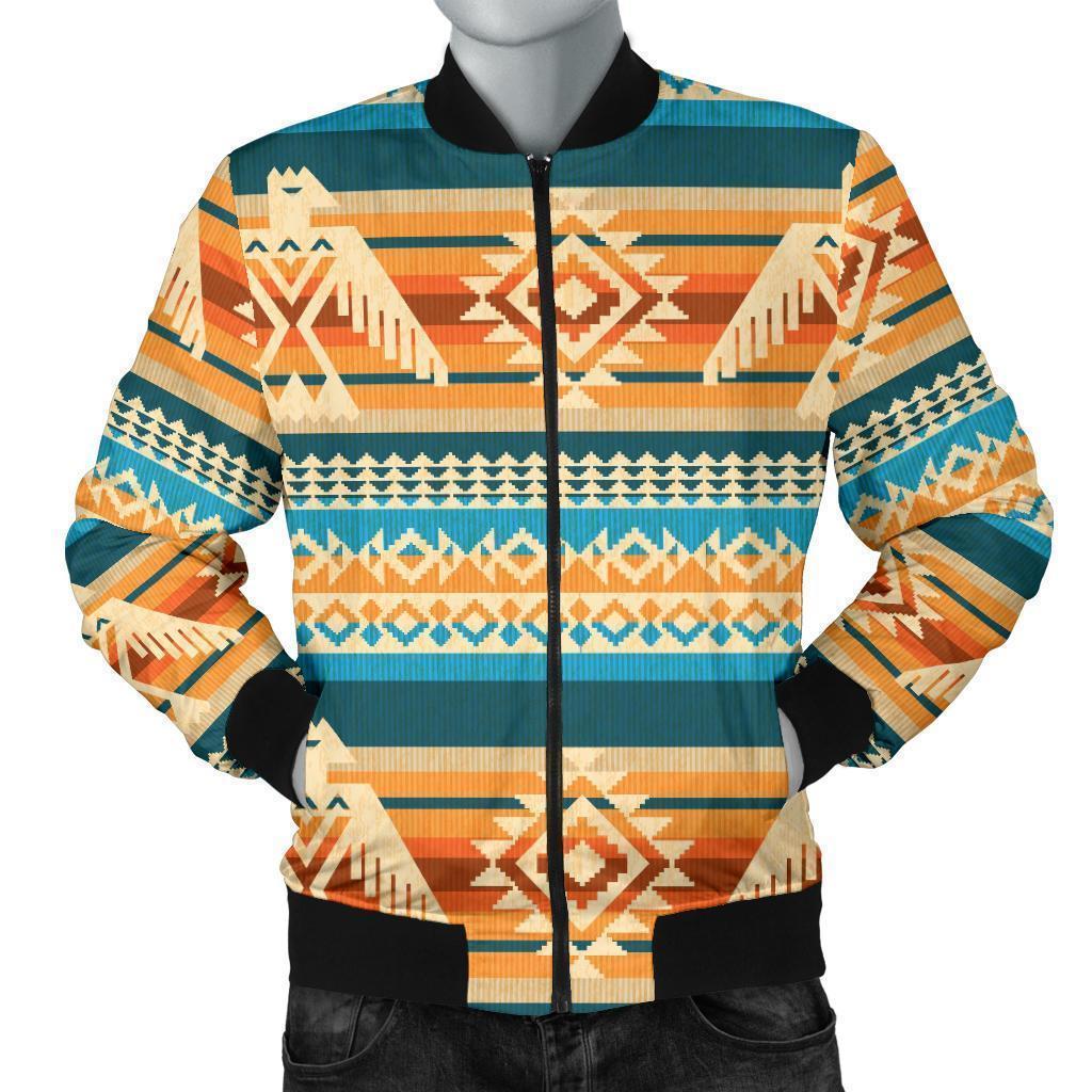 Aztec Eagle Print Pattern Men's Bomber Jacket-grizzshop