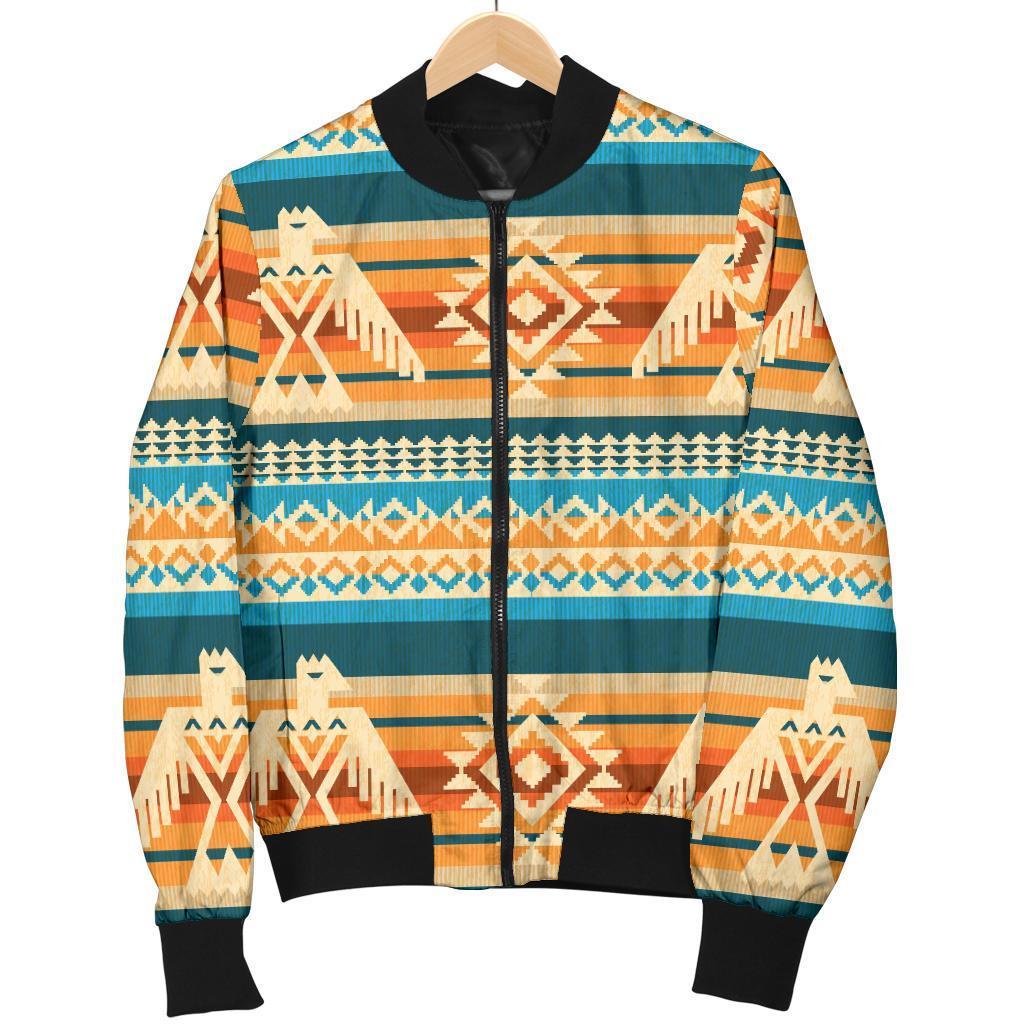 Aztec Eagle Print Pattern Women Casual Bomber Jacket-grizzshop