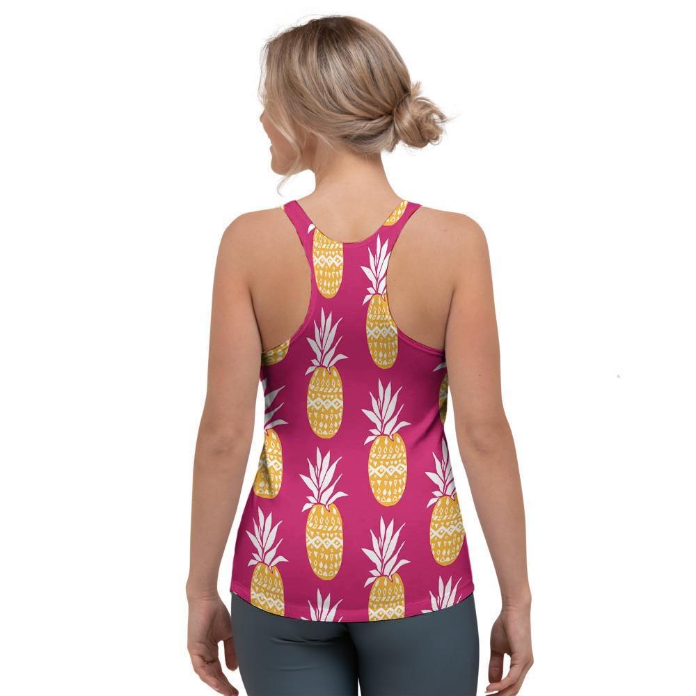 Aztec Hawaiian Pineapple Print Women's Racerback Tank Top-grizzshop