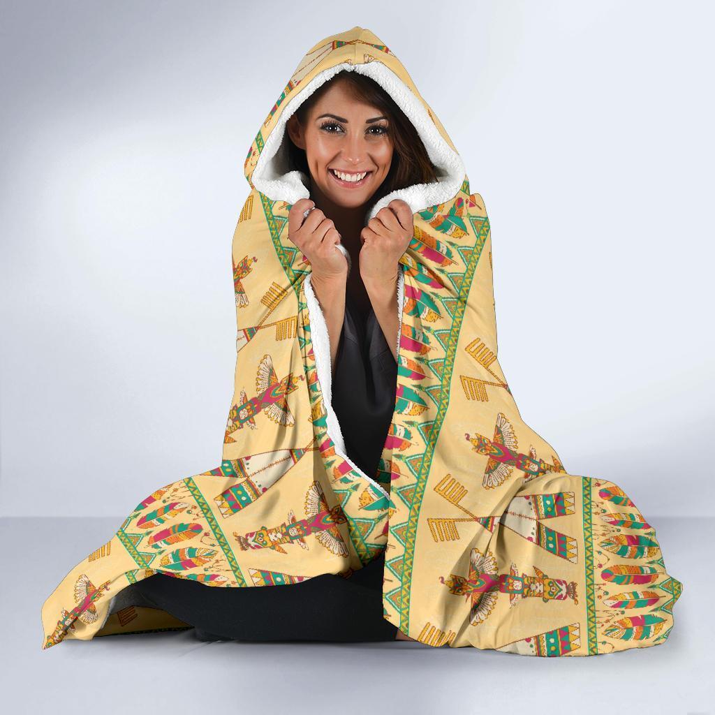 Aztec Indians Navajo Tribal Native American Print Hooded Blanket-grizzshop