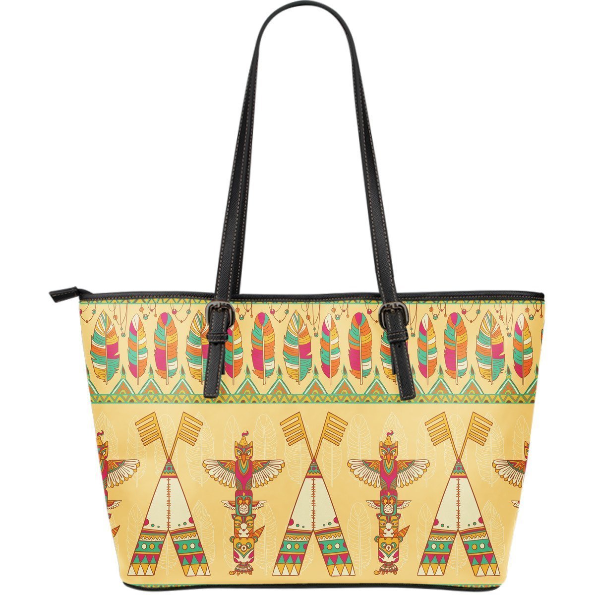 Aztec Indians Navajo Tribal Native American Print Leather Tote Bag-grizzshop