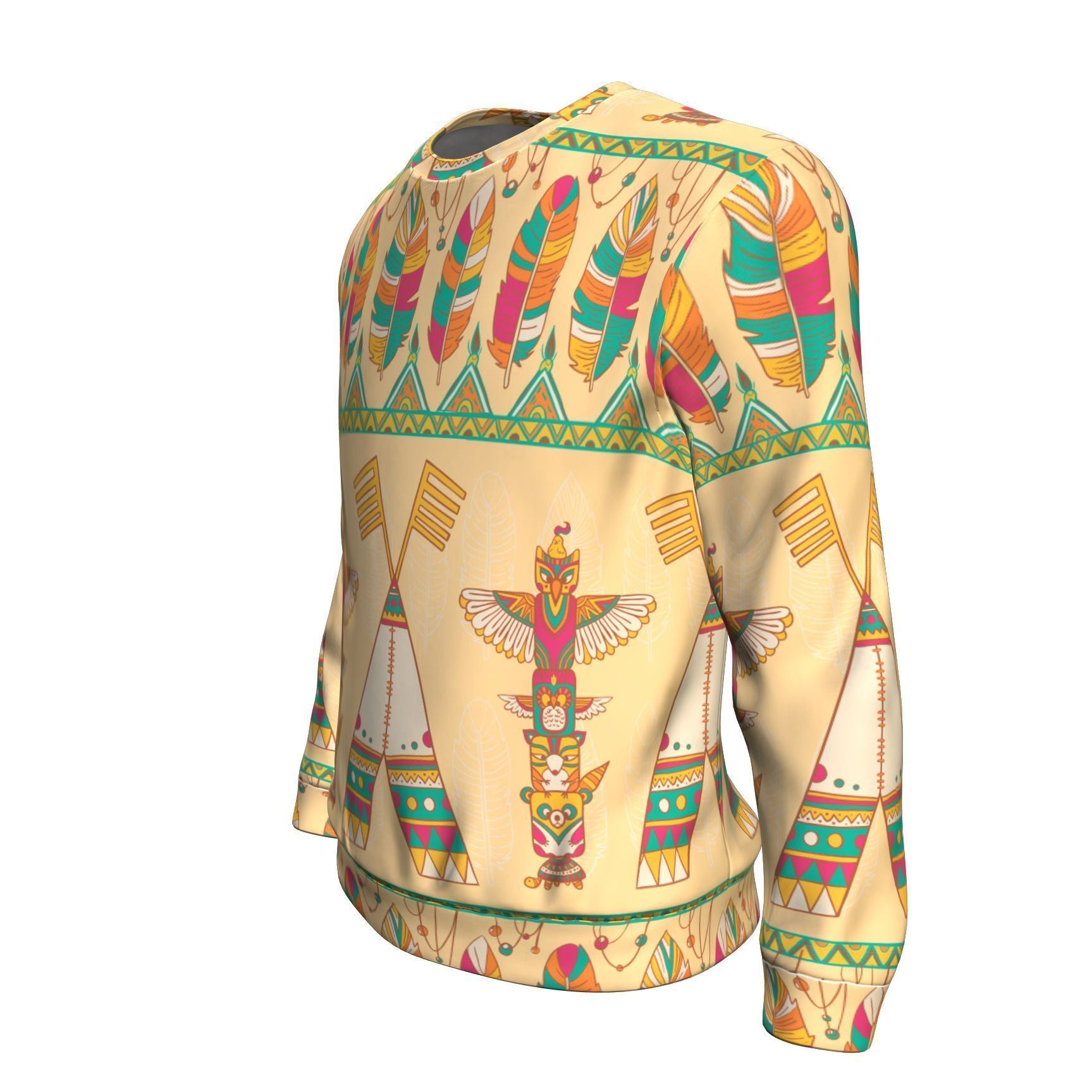 Aztec Indians Navajo Tribal Native American Print Men Crew Neck Sweatshirt-grizzshop