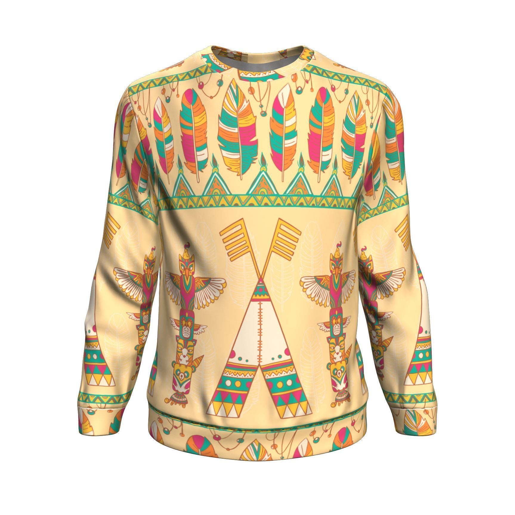 Aztec Indians Navajo Tribal Native American Print Men Crew Neck Sweatshirt-grizzshop