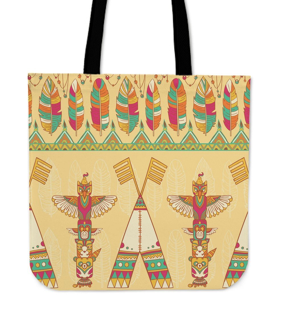 Aztec Tribal Native American Indians Navajo Print Leather Tote Bag main image 1