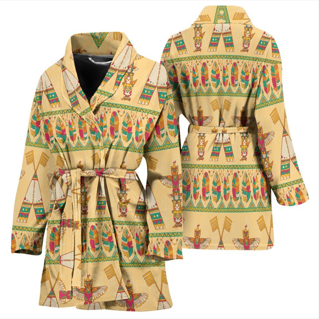Aztec Indians Navajo Tribal Native American Print Women Long Robe-grizzshop