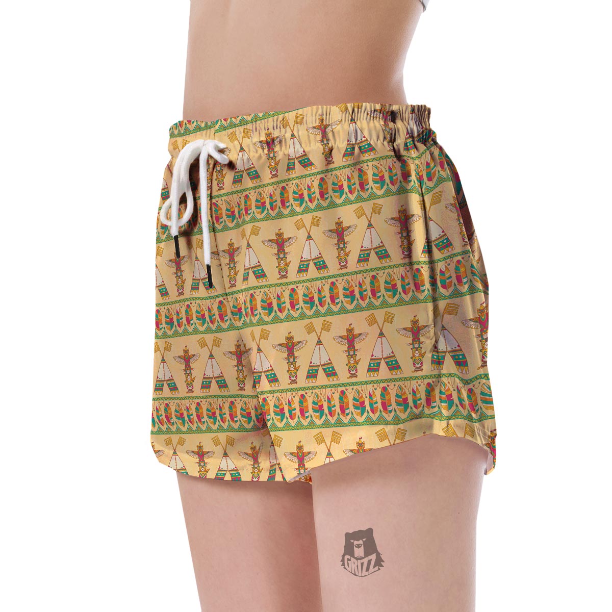 Aztec Indians Navajo Tribal Pendleton Native American Print Women's Shorts-grizzshop