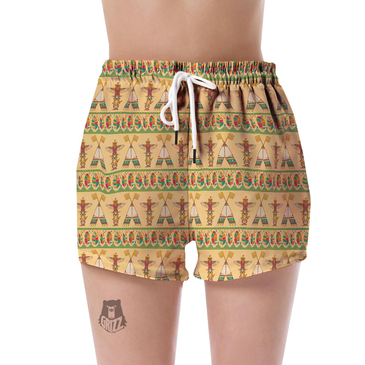 Aztec Indians Navajo Tribal Pendleton Native American Print Women's Shorts-grizzshop
